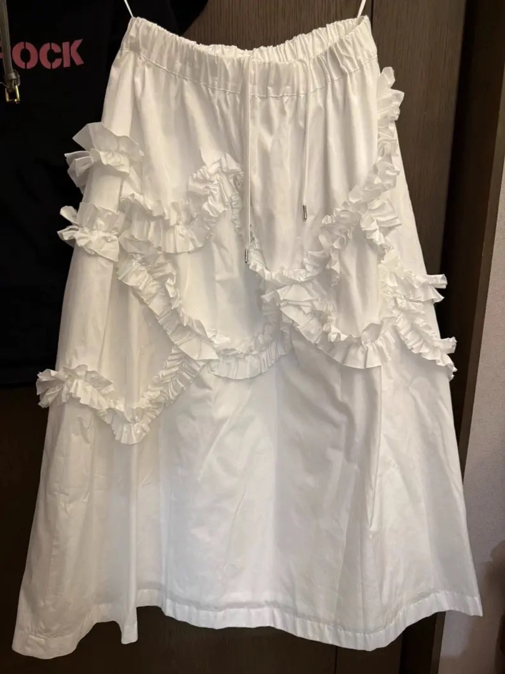 Comme des Garcons Noir White Ruffle Midi Skirt